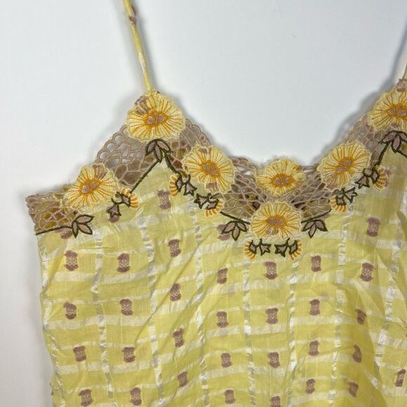 NWT Urban Outfitters Y2K Floral Embroidered Tank Top Cami Yellow Cottagecore M - Picture 5 of 9